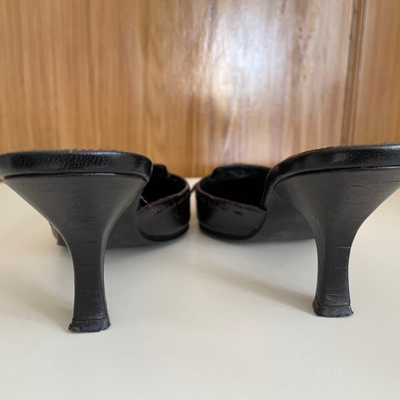 Paola Linea Black Mules w/ Alligator & Bow Accent Size 7 1/2 M - Picture 6 of 10